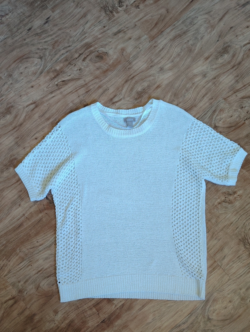 Chico's Cream Knit Short Sleeve Sweater